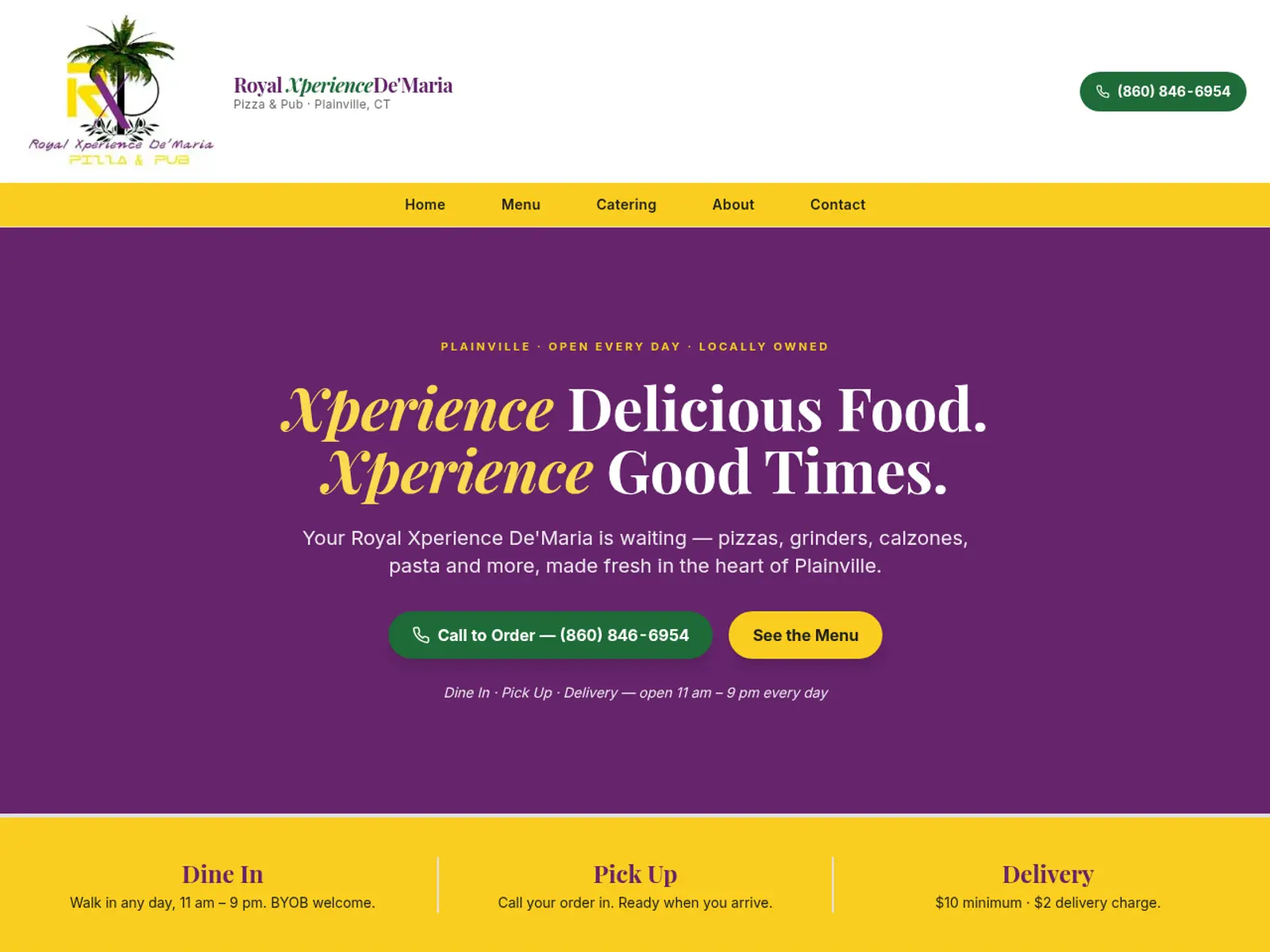 Royal Xperience De'Maria Pizza & Pub homepage — Plainville CT Italian restaurant with 360 degree tour