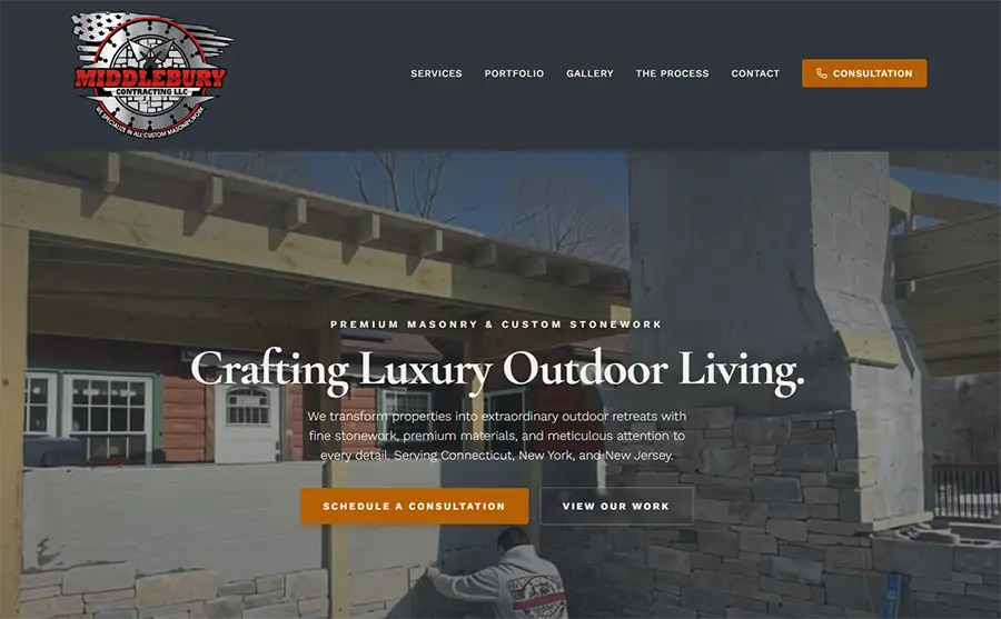 Middlebury Contracting luxury masonry website by Connecticut Website Company