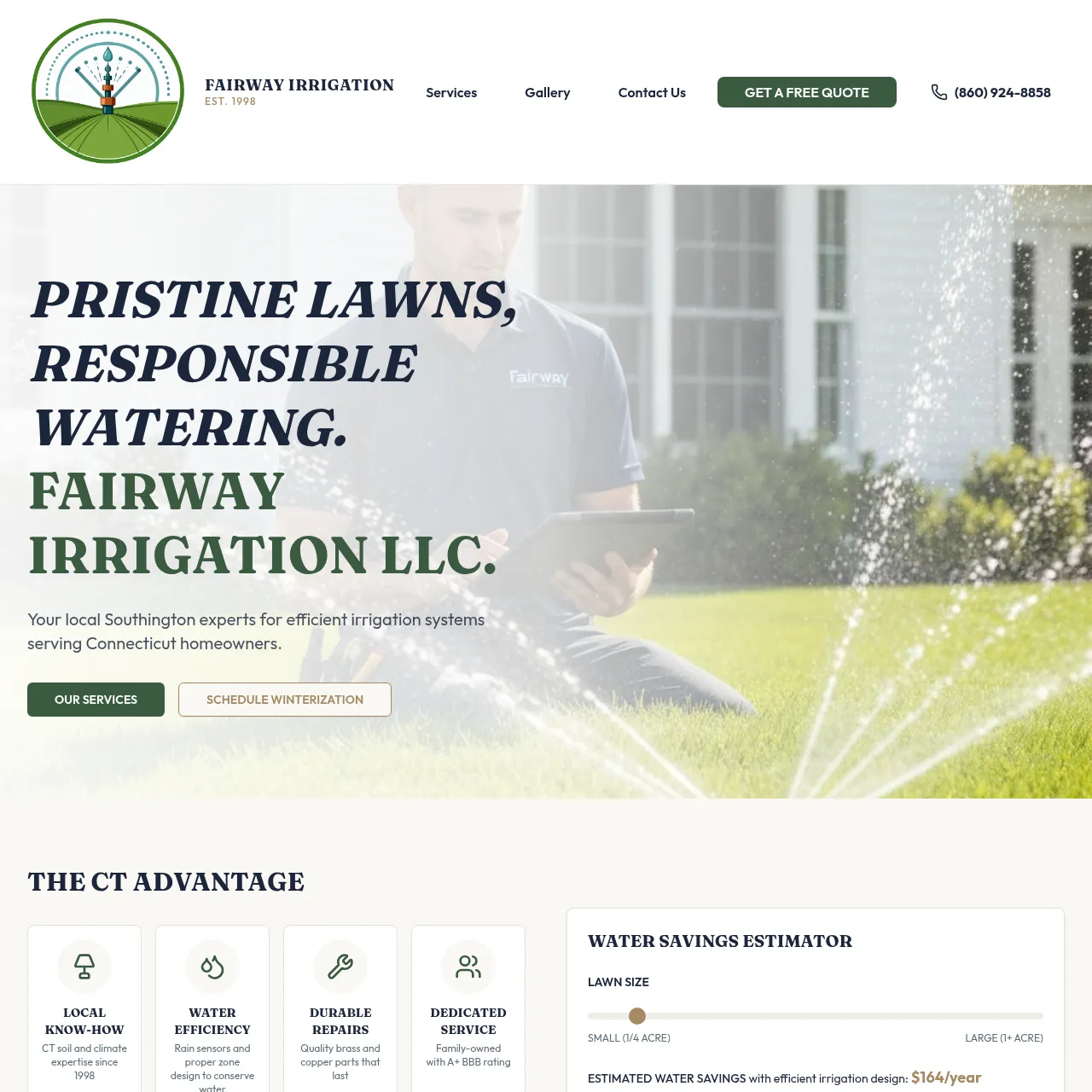 Fairway Irrigation & Lawn website by Connecticut Website Company