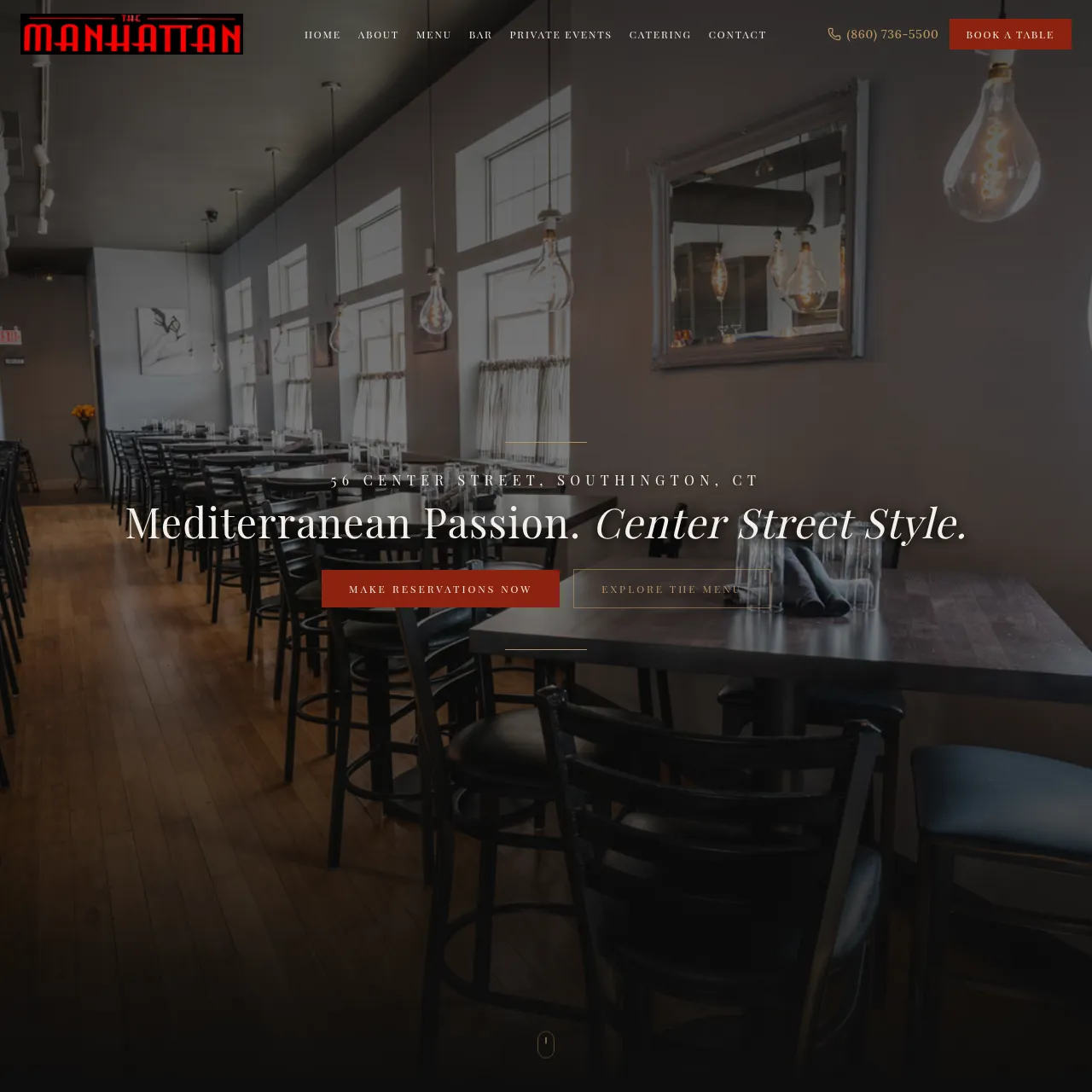 The Manhattan Southington restaurant website by Connecticut Website Company